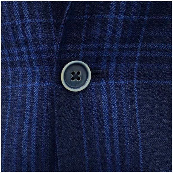 TALLIA Mens Blazer Sport Coat Two Button Casual‎ Jacket Size 38L Linen Blue Suit - Picture 5 of 13